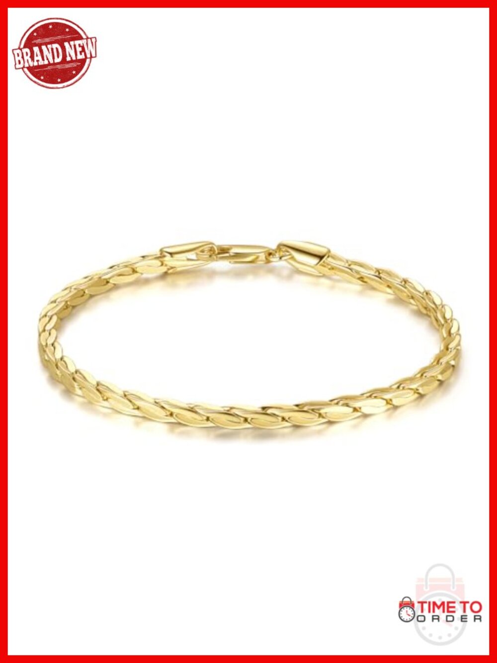 14K Gold Plated Double Braided Chain Bracelet Delicate Lobster Clasp Non Tarnish